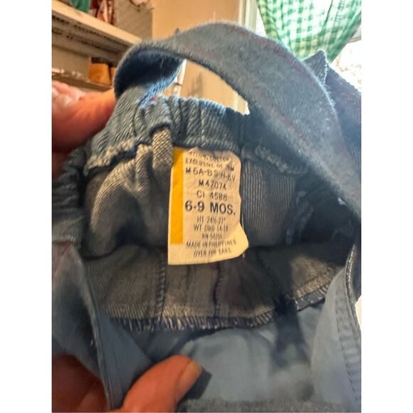 New Vintage Infant Red Accents Denim Overalls Size 6-9 Months - Picture 5 of 5